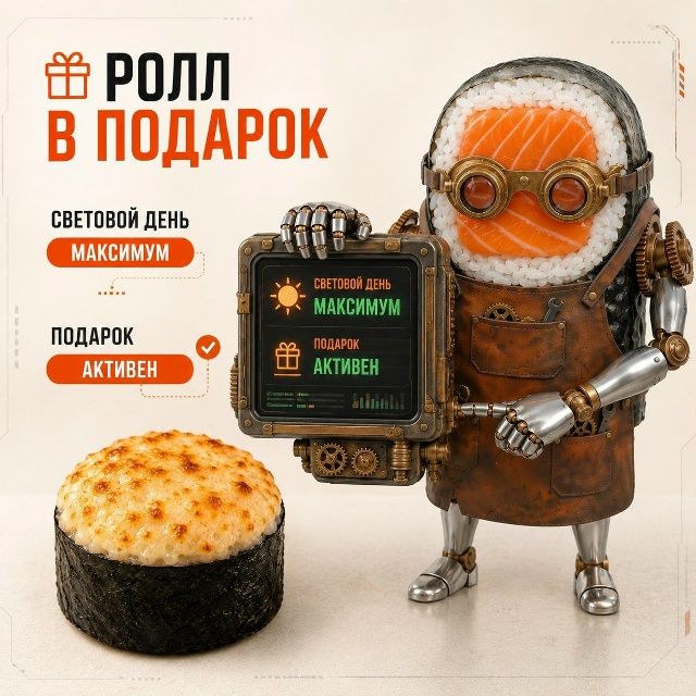 Промо-баннер с Мастером Точкой: ролл в подарок